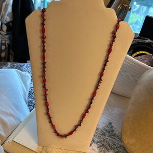 Apple Coral & Lapis Beaded Necklace handmade
